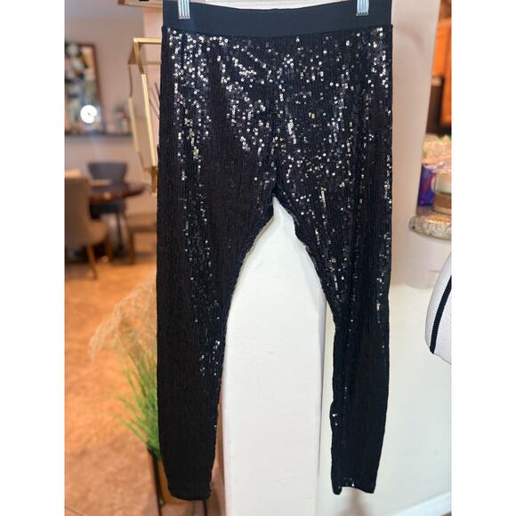 Lauren Ralph Lauren Women's Black Sequin Pull on Pants Size XS - Picture 3 of 5